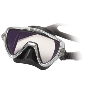 The Dive Shack - TUSA, Visio, Pro, diving, dive, mask, black silicone, single lens, silver